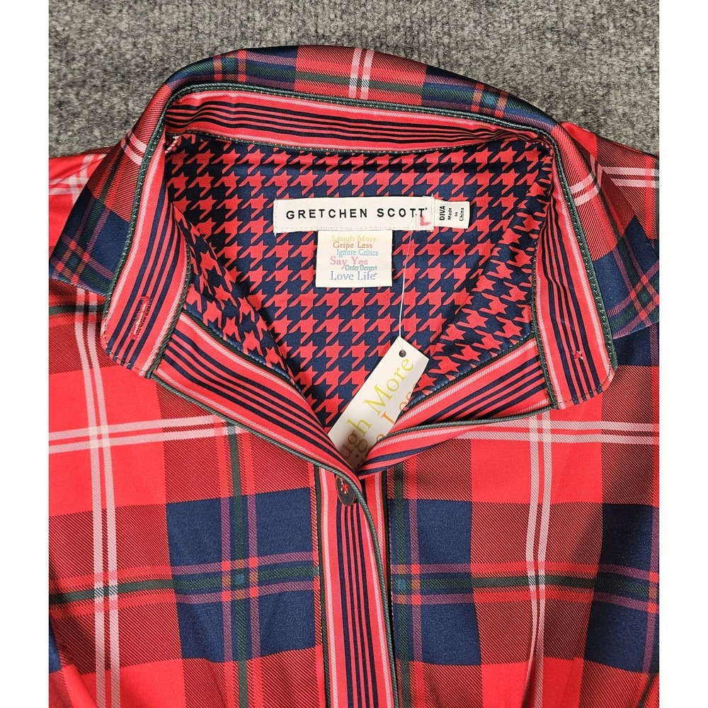 Gretchen Scott Twist & Shout Dress in Middleton Plaid Red Size 18 Diva Collared - Picture 7 of 8